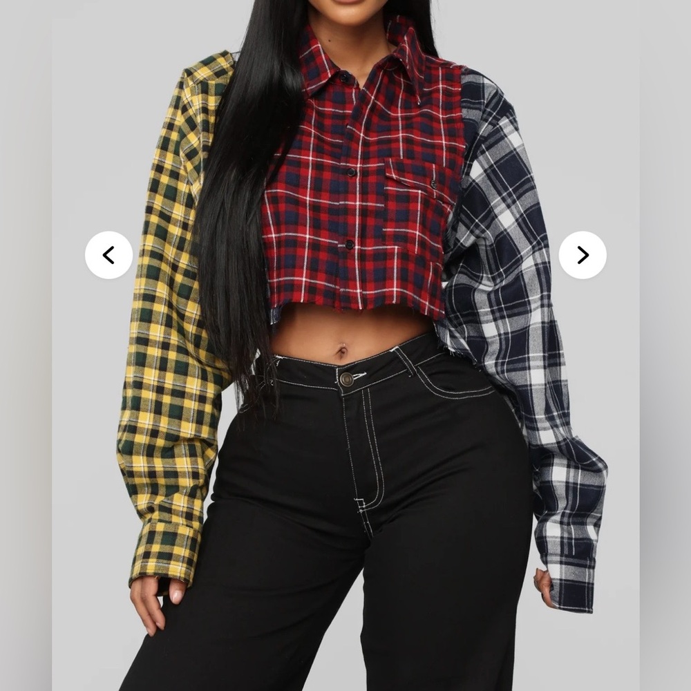 Fashion Nova Multicolor Plaid Crop Top